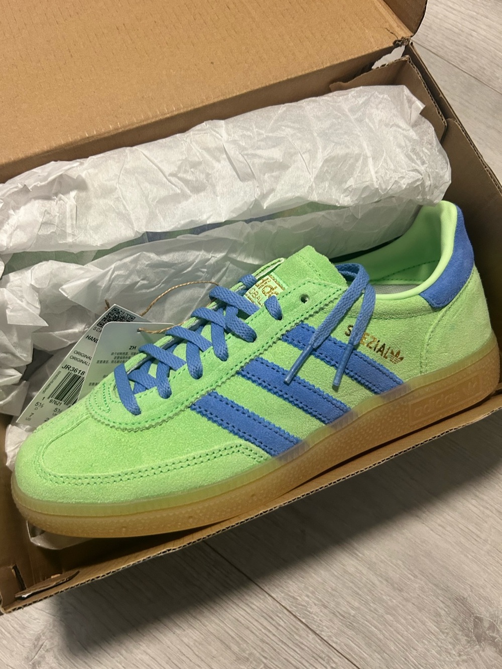 adidas Handball Spezial Suede Sneaker - Neon Green & Blue